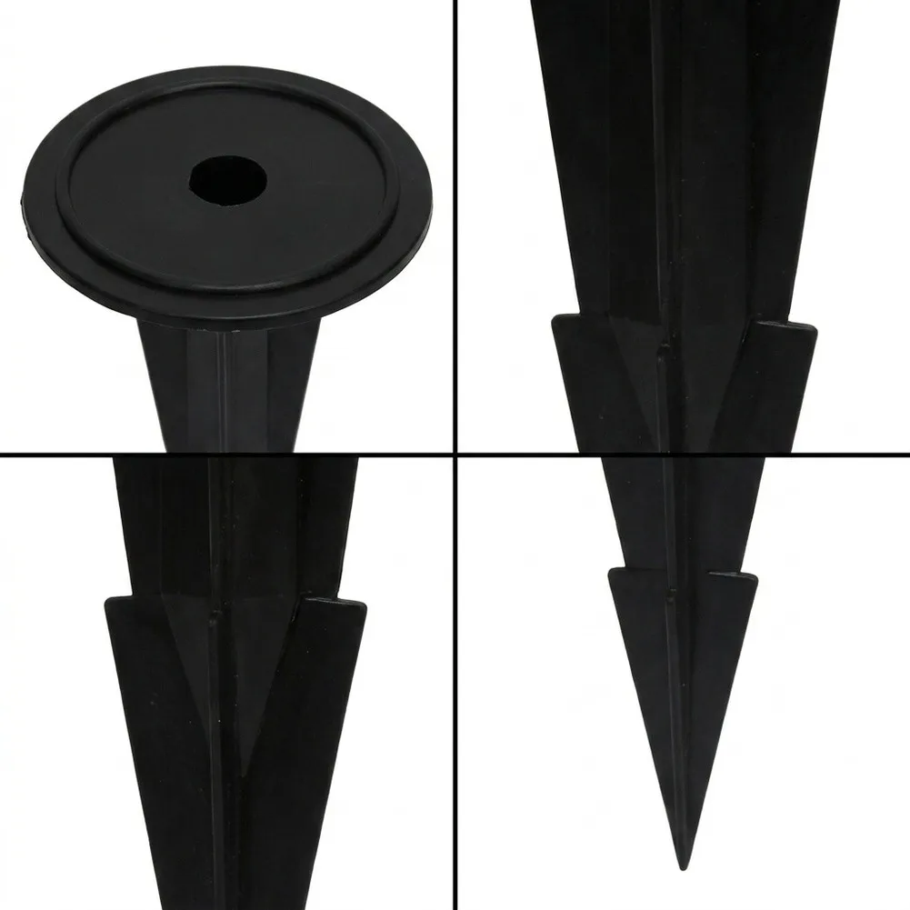 Black Plastic Flower Pot Base Pegs for Cemetery Garden Decor Ground Stake Vase Holder 13cm Height 7cm Diameter 12pcs