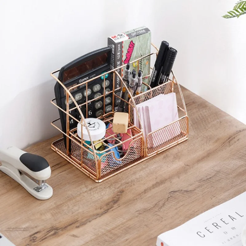 منظم مكتب معدني أنيق من Nordic - رف ملفات متعدد الوظائف للمكتب والقرطاسية ومستحضرات التجميل، وتصميم عصري موفر للمساحة.