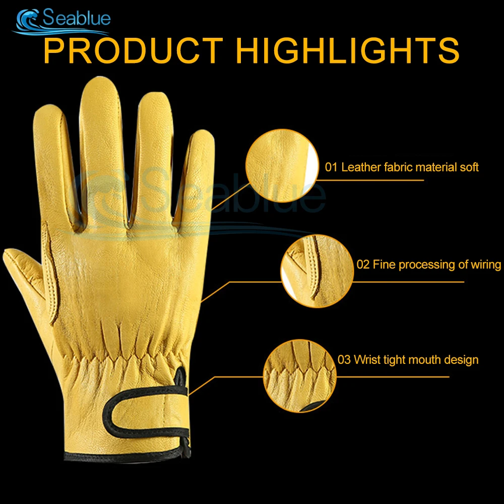 Leather Work Gloves Welding Handling Labor Protection Garden Pruning Tree Planting Site Workers Car Repair Wear-Resistant Gloves