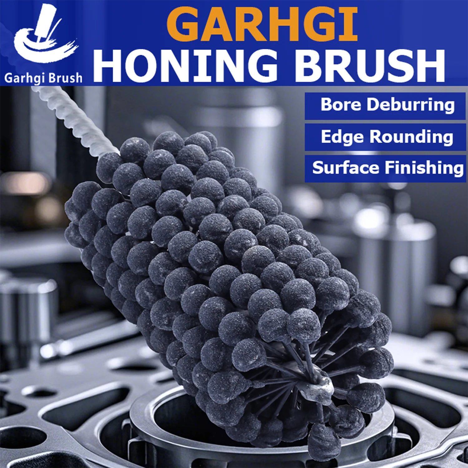 320Grit Cylinder Hone Ball Brush Tool Silicon Carbide Metal Engine Valve Guides Deburring Carbon Removal Crosshatching Polishing