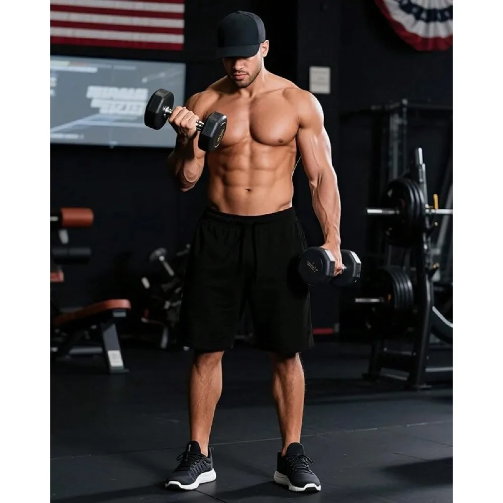 Men's Sports Shorts Cotton Casual High Waist Shorts with Pockets Drawstring Knee-Length Shorts High Quality Shorts