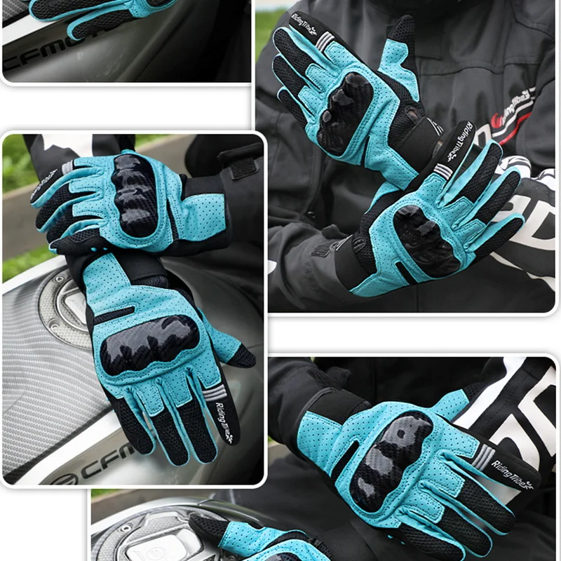 Motorcycle Leather Gloves Carbon Fiber Shell Suitable for Bike Gloves Skateboard Gloves Outdoor Gloves