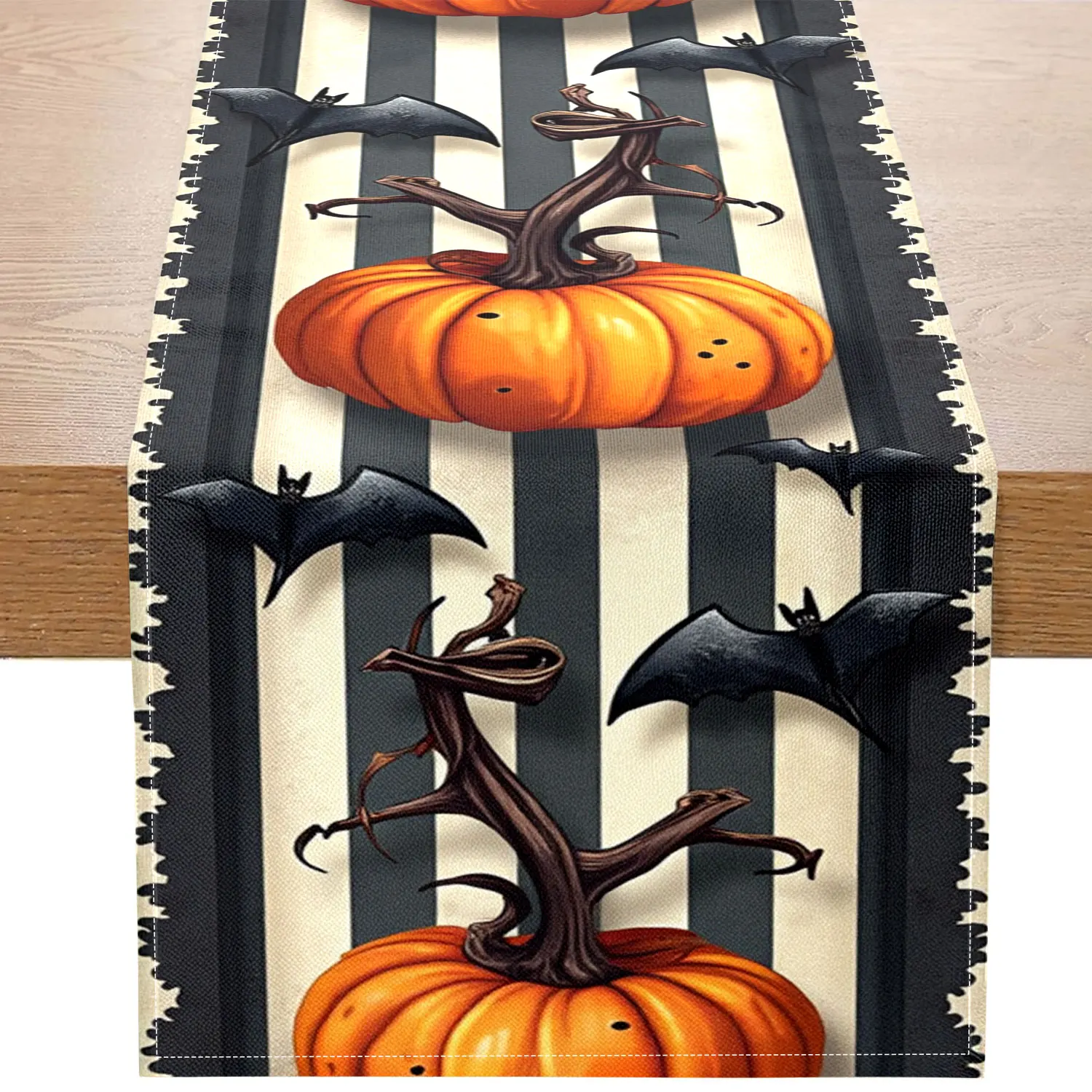 

1 Piece of Halloween-Themed Table Runner, with Patterns Such as Pumpkins and Bats, Suitable for Halloween Parties, Home Decoration, and Other Occasions