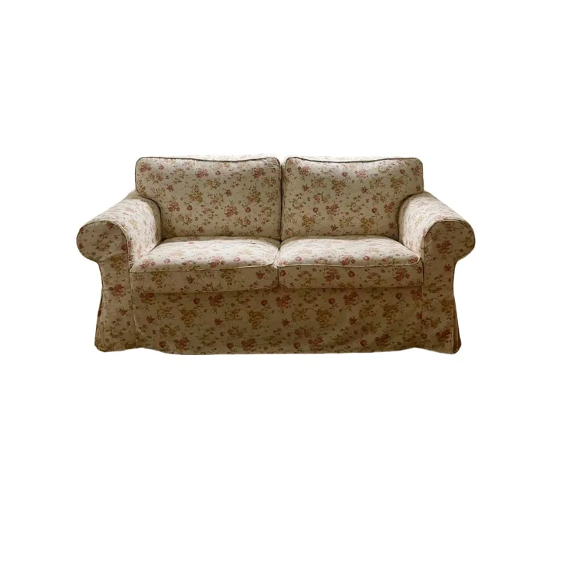 

Тканевый диван во французском винтажном стиле, маленькая квартира, гостиная, пастораль, спальня B & B, фотография, двухместный диван на троих