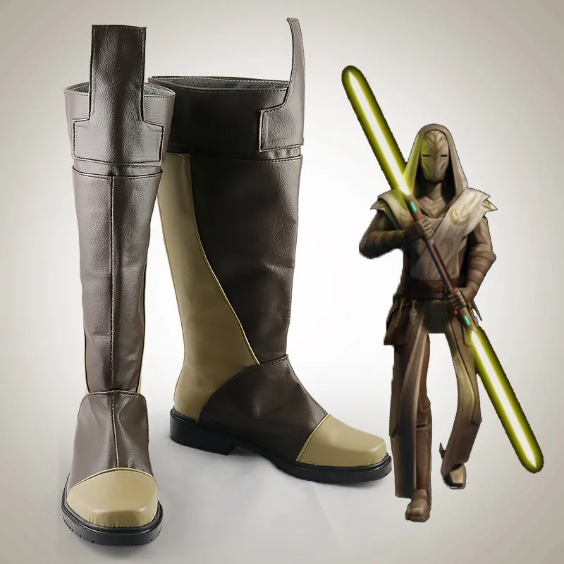 

Super Anime Character Jedi Temple Guard Cosplay Costume Shoes Handmade Faux Leather Boots Halloween Carnival Boots