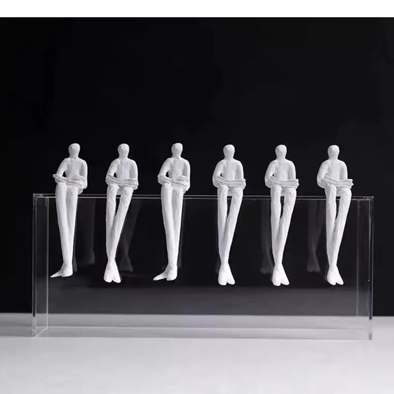 

Modern Acrylic Resin White Reading Characters Statue Reader Desktop Ornament Study Living Room Decoration Home Decor Accessories