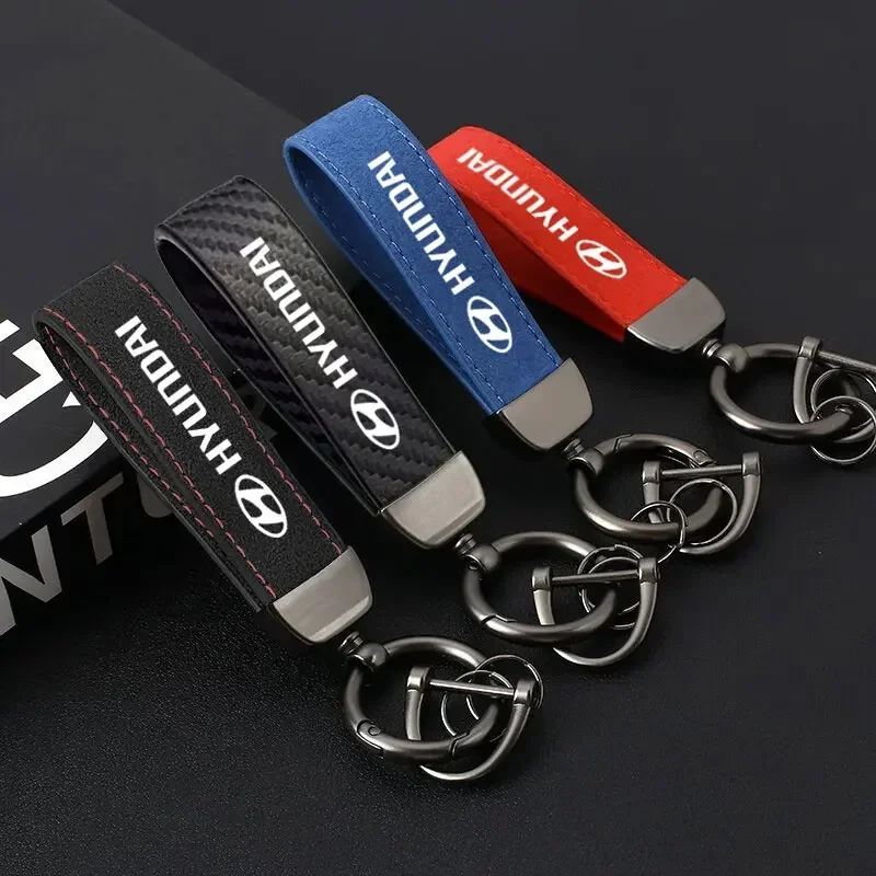 Car Leather Keychain Type Key Ring string For hyundai i10 i20 i30 i40 ix35 N line Kona Santafe Sonata Key bag accessories