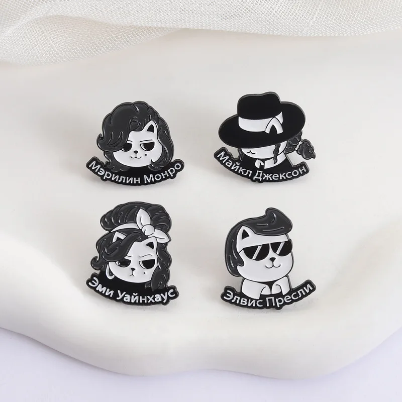 Cartoon Anime Characters Enamel Pins Cute Curly-haired Cat Lady,Chef,Sculptor,Painter Lapel Badges Backpack Jewelry Gifts