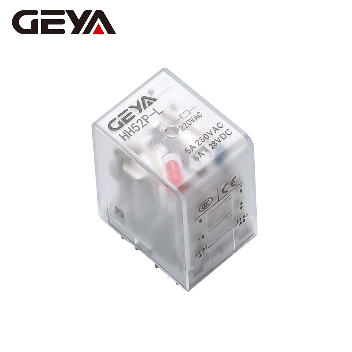 GEYA 14pins Electromagnetic Intermediate Relay Electronic Micro relay with LED Lamp 12V 24V 220V 5A Coil Power Relay 1PCS