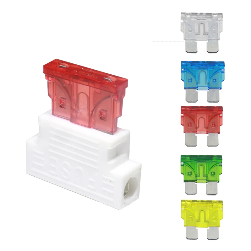 【5 Set】Auto Standard Middle Fuse Holder + Car Boat Truck ATC ATO Blade Fuse 1A 2A 3A 4A 5A 7.5A 10A 15A 20A 25A 30A 35A 40A