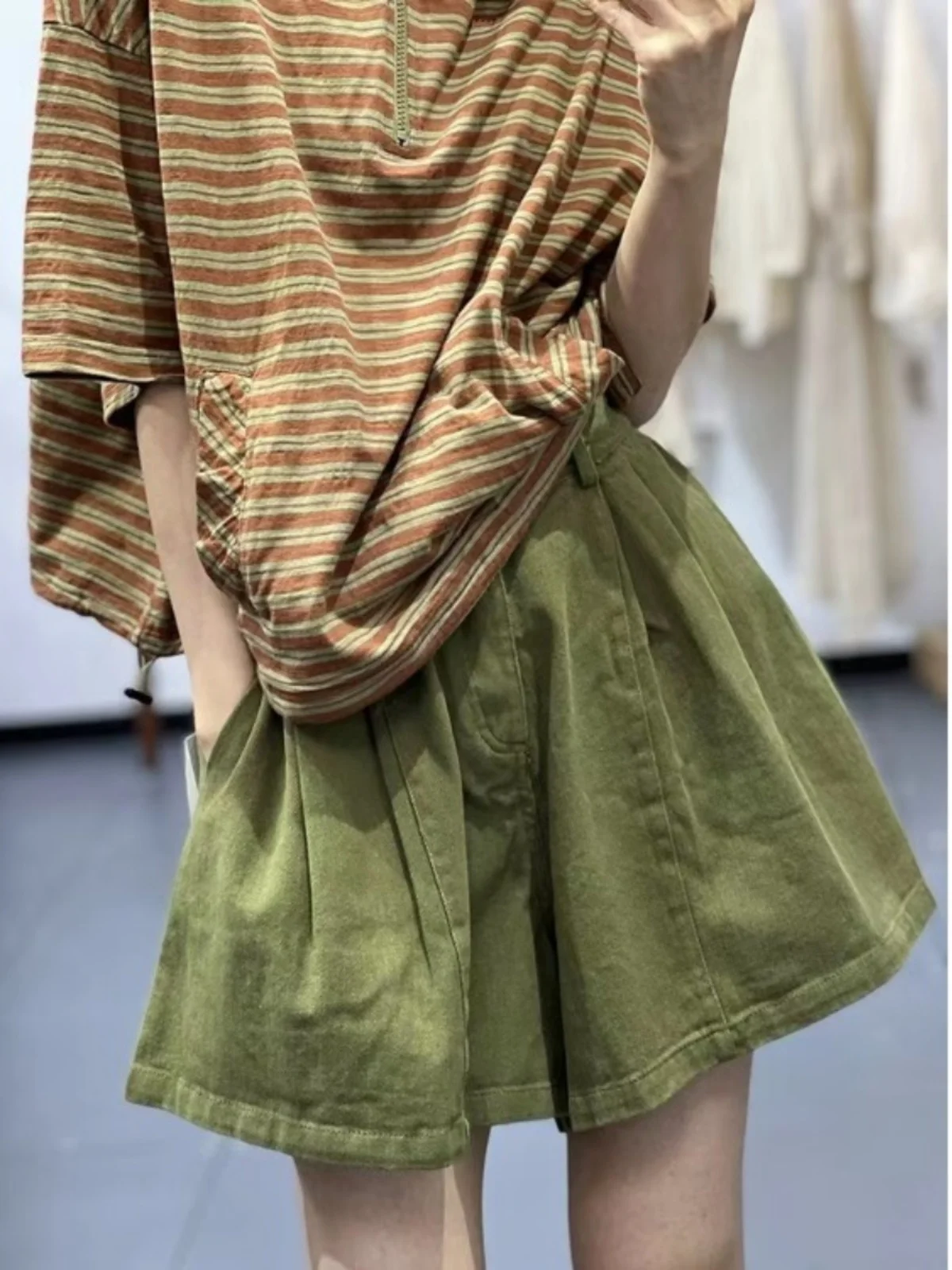 

Ретро-брюки-карго с широкими штанинами для женщин, летние повседневные брюки-юбка с высокой талией, модные универсальные свободные брюки-кюлоты