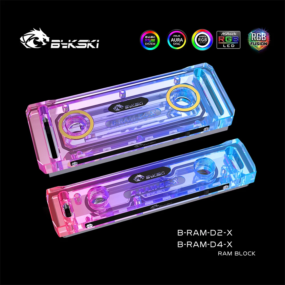 

Bykski B-RAM-D2-X / B-RAM-D4-X RBW RGB Ram Water Cooling Block Acrylic Cover Support Two Ram Channel and Four Memory Channel