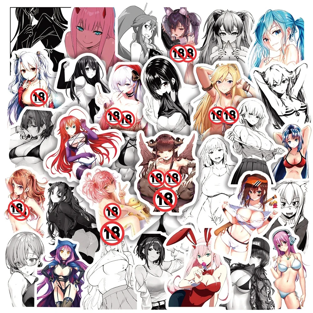 10/30/50/100pcs Waifu Anime Sexy Girl Graffiti Stickers Hentai Adults Cartoon Decals Waterproof Graffiti Laptop Suitcase Phone