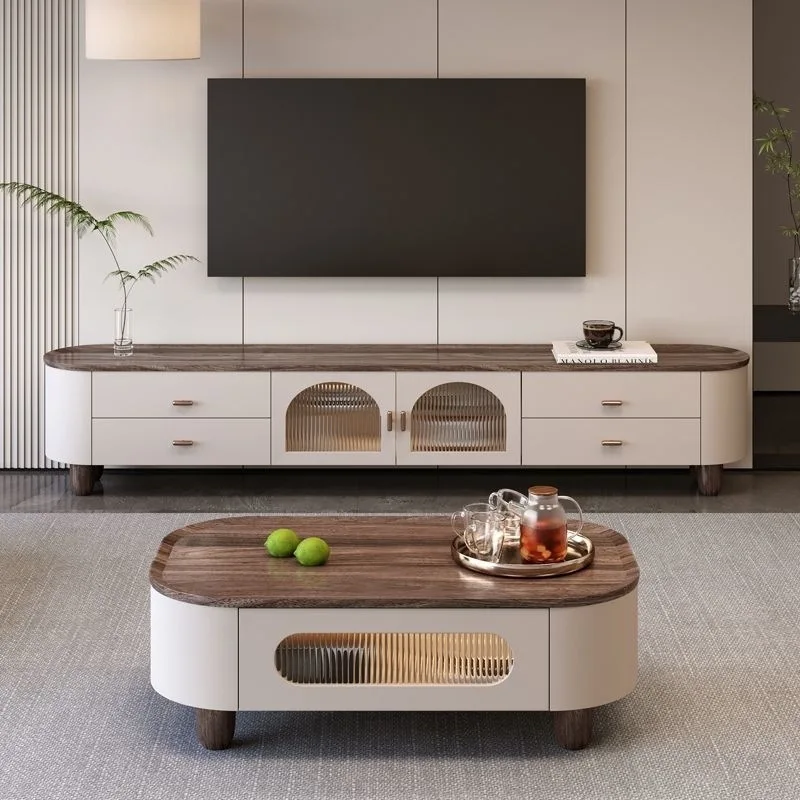 خزانة تلفزيون إسكندنافية فاخرة وحديثة وبسيطة من الخشب الصلب، خزانة صغيرة عملية وأنيقة #3
