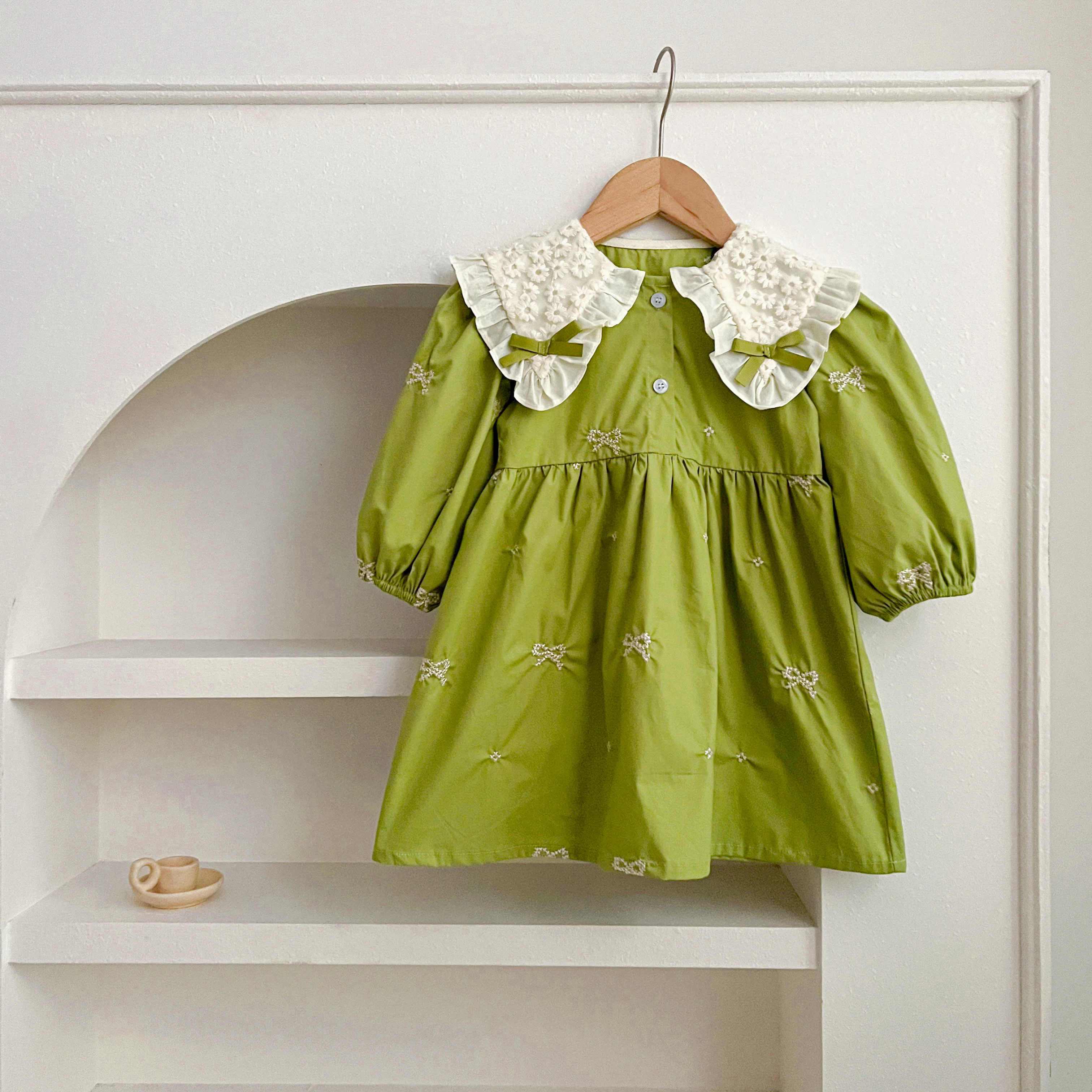 Herbst 0-6Yrs Mädchen Prinzessin Kleid Baby Mädchen Kleidung Kleidung Schmetterling Kragen Baby Mädchen Ein Stück Kleidung Stickerei Kinder Kleid – Detail 10