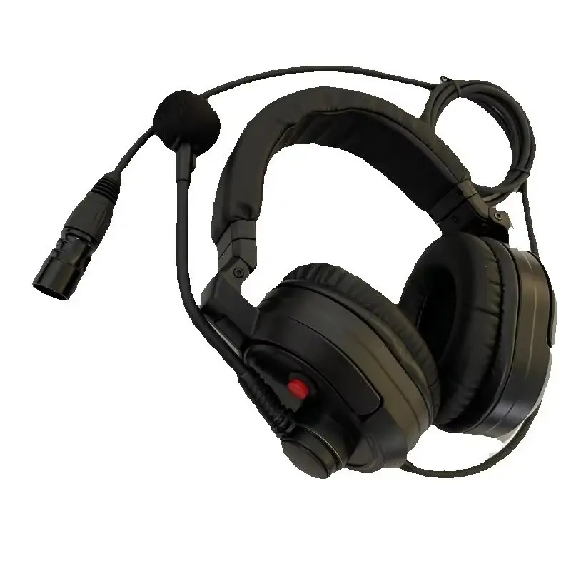 Head-mounted Ear Microphone Rotational Folding Five-core Male Plug Red Switch Control