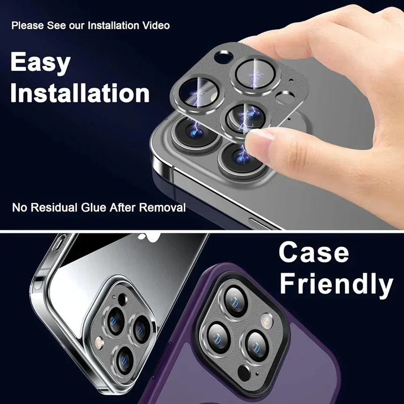 iPhone 17 16 Pro Max Plus 15 14 13 Pro Max用メタルカメラプロテクター 合金ケース背面レンズ強化ガラスカバー保護キャップ