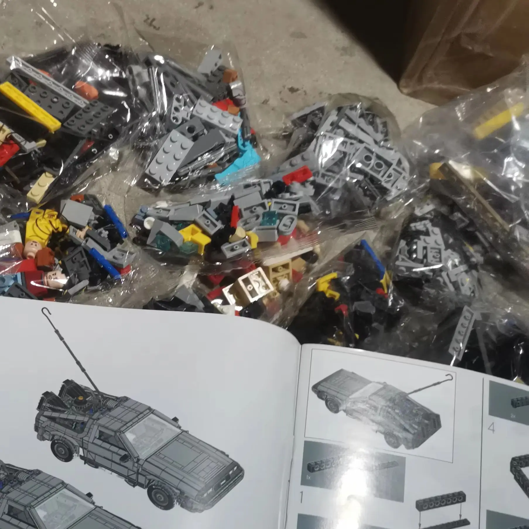 Coche de Carreras DeLorean de Regreso al Futuro DMC-12 Time Machine, Bloques de Construcción Creativos MOC, Juguete Antiestrés, Modelo de Bloques de Construcción