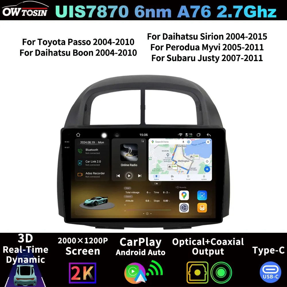 FYT7870 QLED 2K Screen Android Head Unit Audio Radio CarPlay For Toyota Passo Daihatsu Boon Sirion  Perodua Myvi  Subaru Justy
