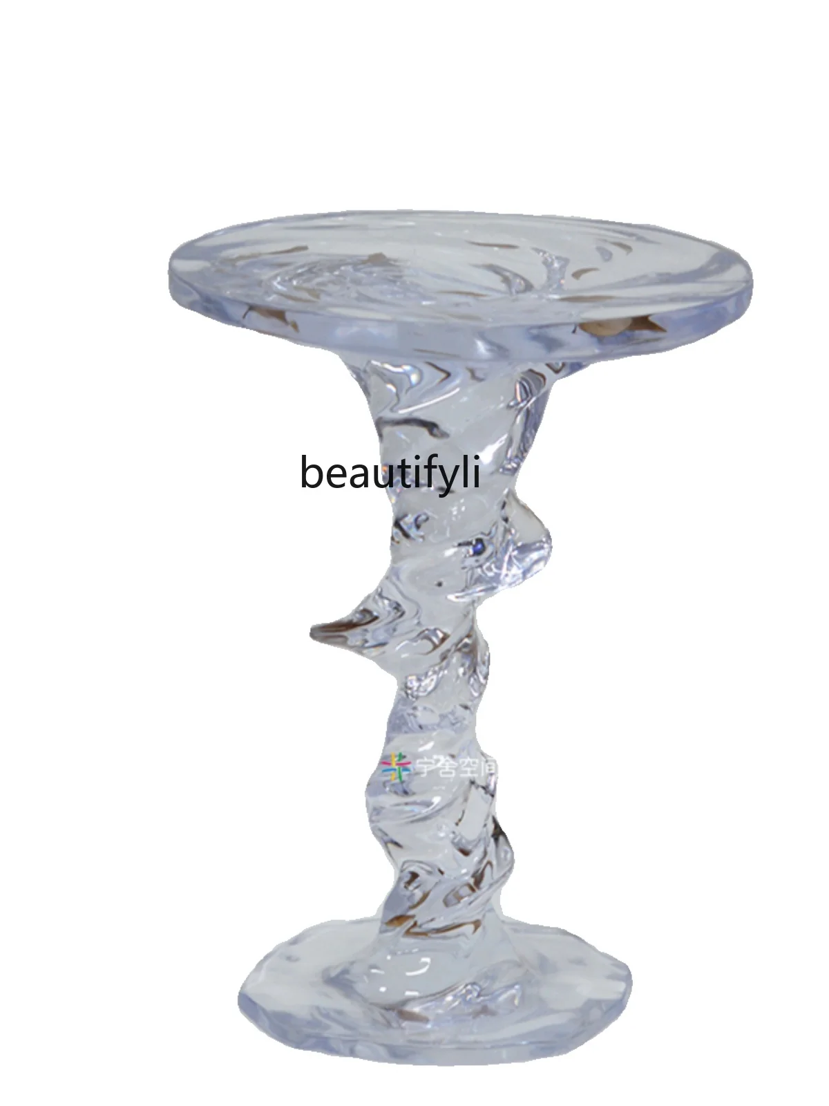 Light luxury personalized transparent spiral resin corner table negotiation tables and chairs crystal tea house side table