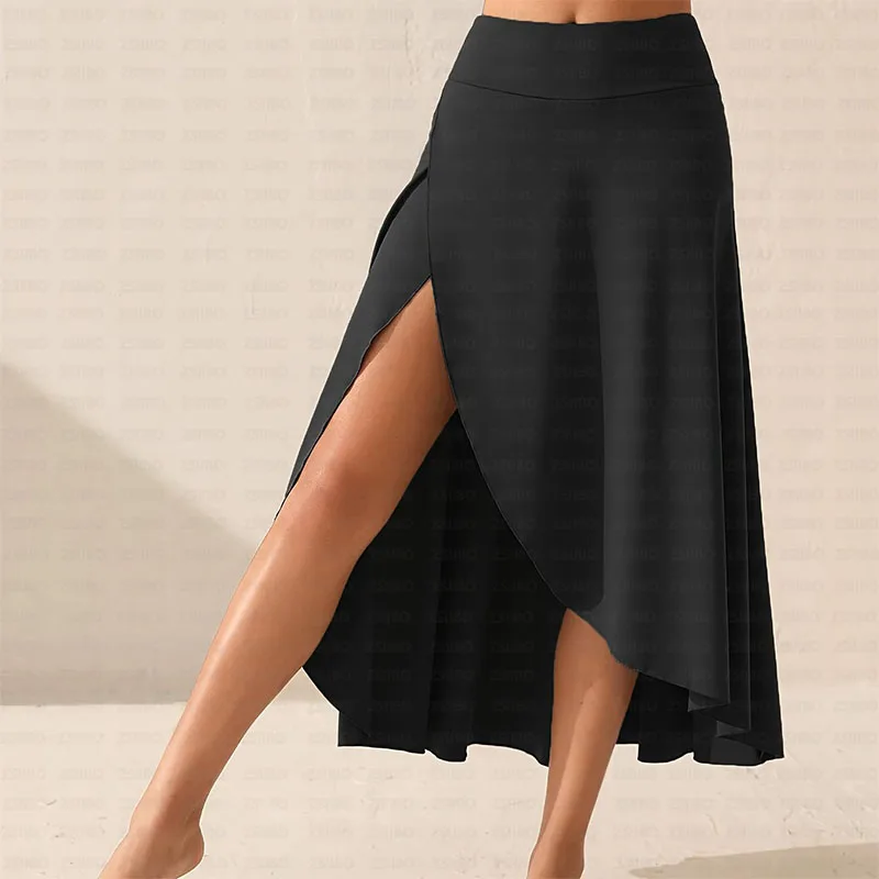 

Women Summer Bohemian Beach Skirt High Waist Skirts 2000s Solid Color Elegant Side High Split Temperament Loose Irregular Skirts