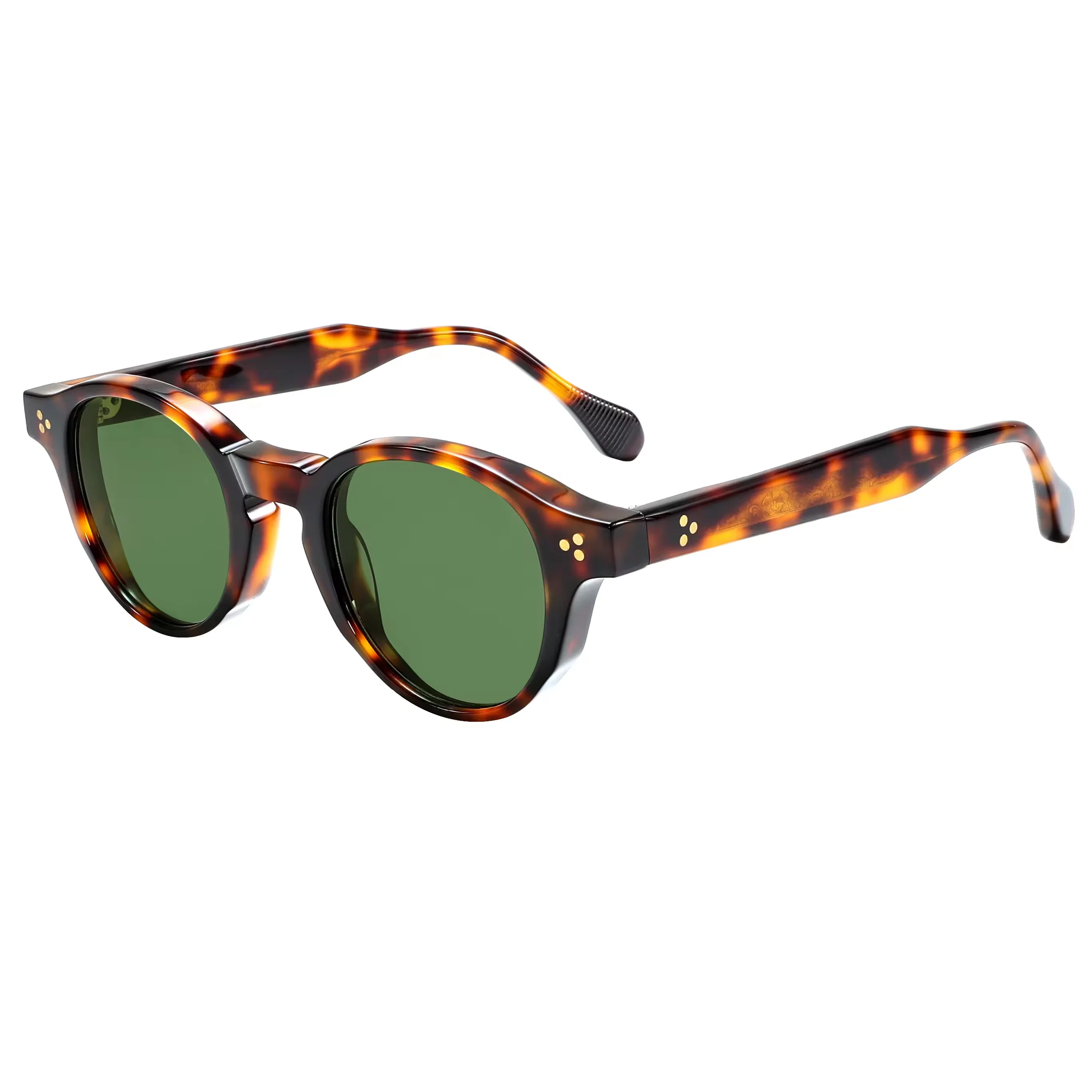 

VZONE Vintage Tortoiseshell Acetate Sunglasses Men Women Retro Round Frame UV400 Protection Classic Rivet Design Sun Glasses