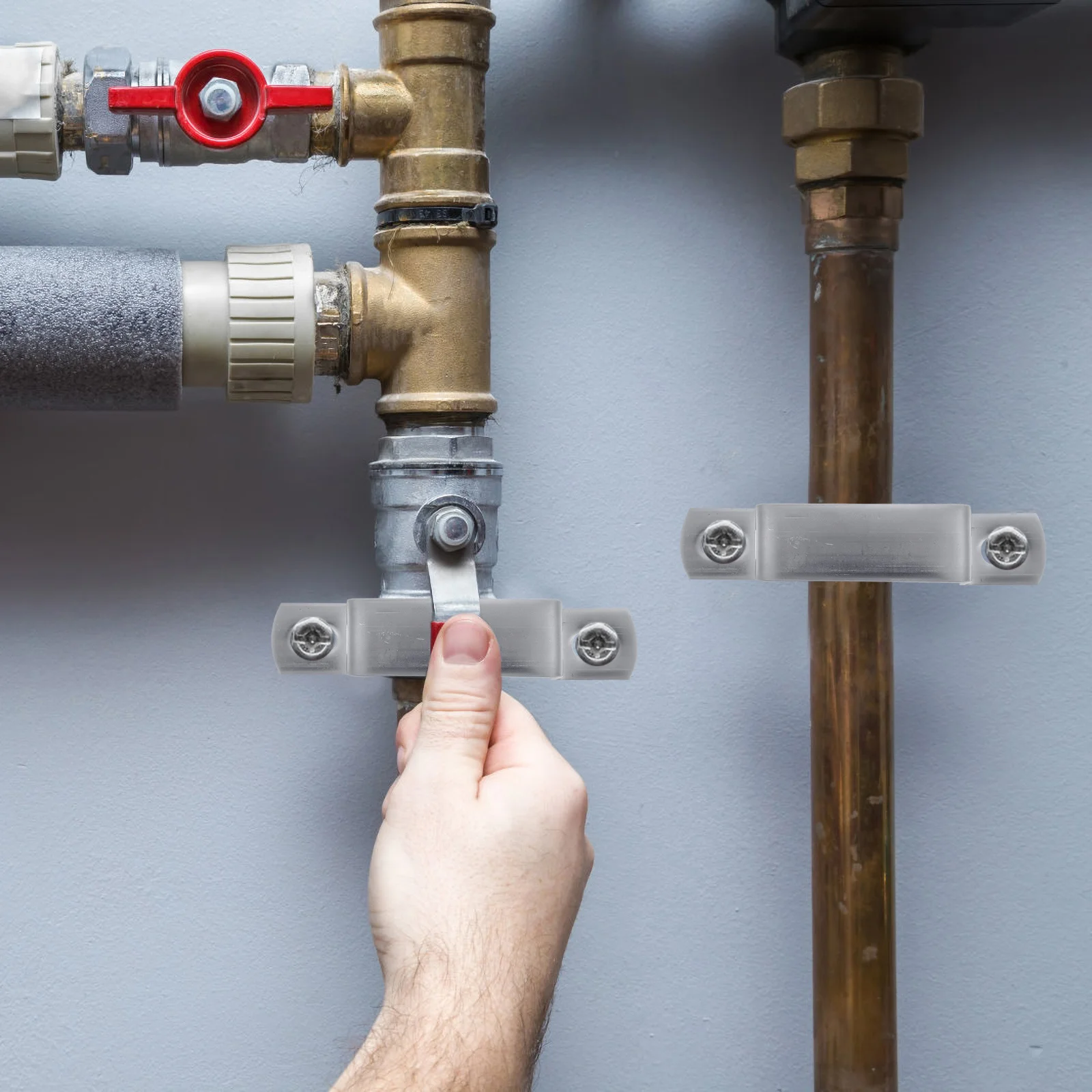 

4Pcs Square Tube Clamp Bracket 2x2 Pipe Support Base Strong Heavy Duty Plumbing Mounting Holder Clamps Supports