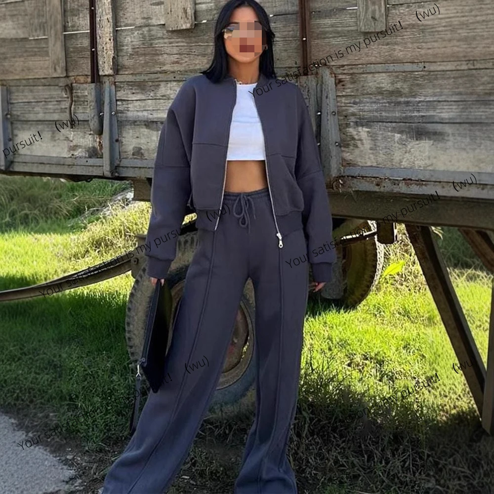 Cárdigan informal europeo y americano para otoño e invierno, conjunto deportivo de dos piezas a la moda para mujer