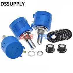 1Set 3590S Kit potenziometro resistore regolabile multigiro 100 200 500 1K 2K 5K 10K 20K 50K 100K Ohm con manopola potenziometro A03