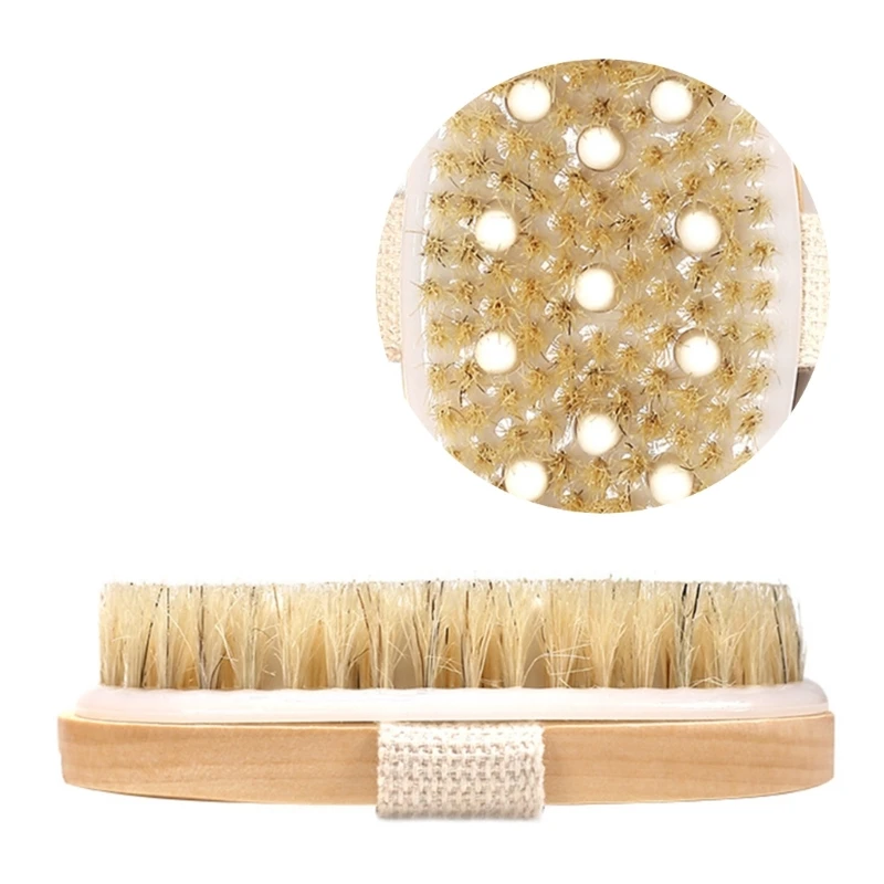 2 In 1 Dry Skin Body Brush Natural Bristle Dead Skin Remover Anti Cellulite Exfo