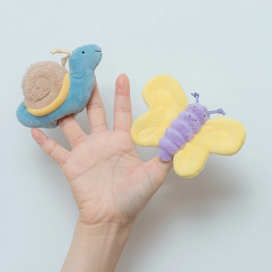 Kawaii Mini Dierenslak Handpoppen Voor Baby Kids Puzzel Rups Worm Vlinder Vingerpop In De Gardon