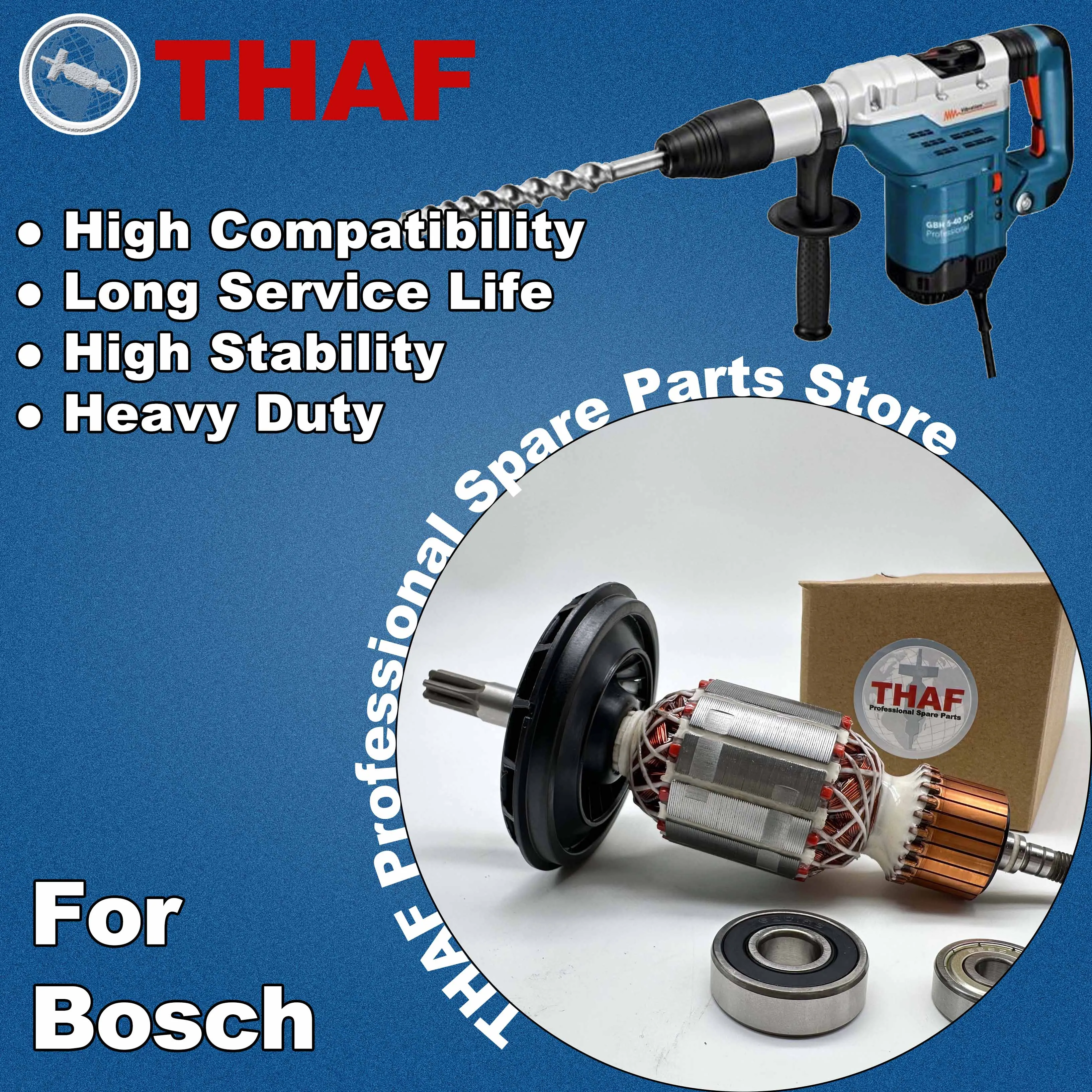 Bosch GBH5-40 Rotary Hammer Armature Replacement – Genuine 1619P10769 Metal Core, Direct Fit For GBH5-40 Series