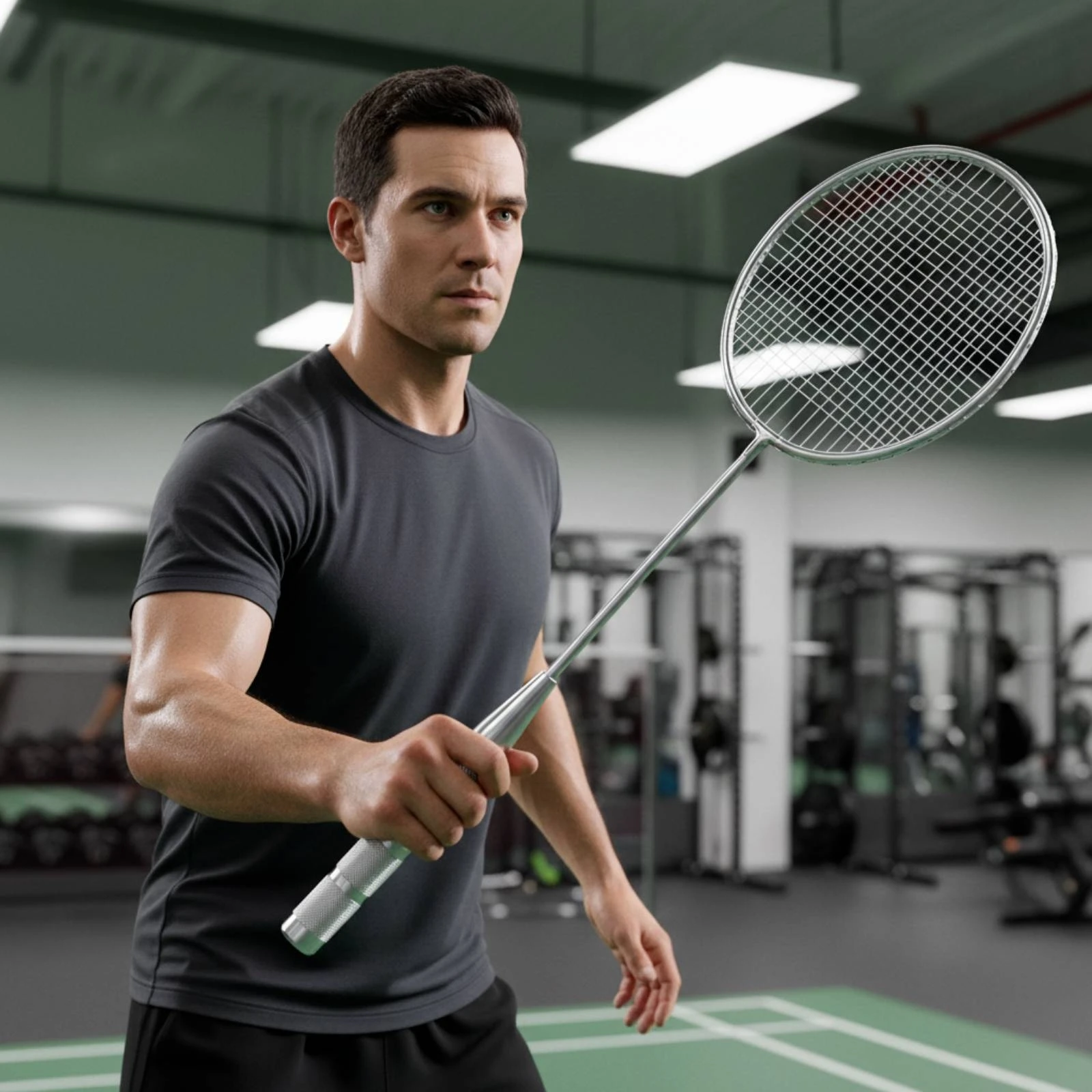 Raquette d'entraînement de badminton lestée, raquette d'entraînement de badminton avec poignée moletée, équipement sportif durable et robuste