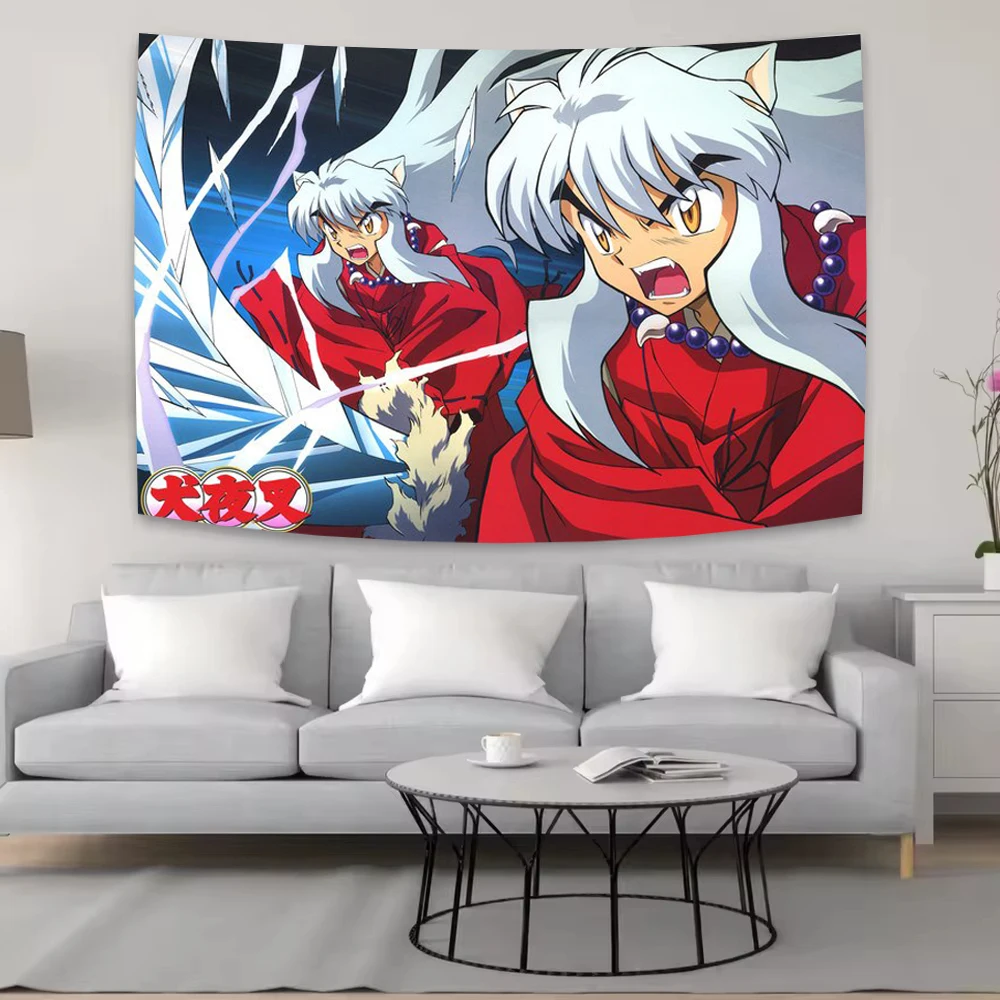 I-Inuyasha Anime-Wandteppich, Wandkunst, coole Raumdekoration, großer Wandteppich, Wandhintergrund, Dekorationszubehör