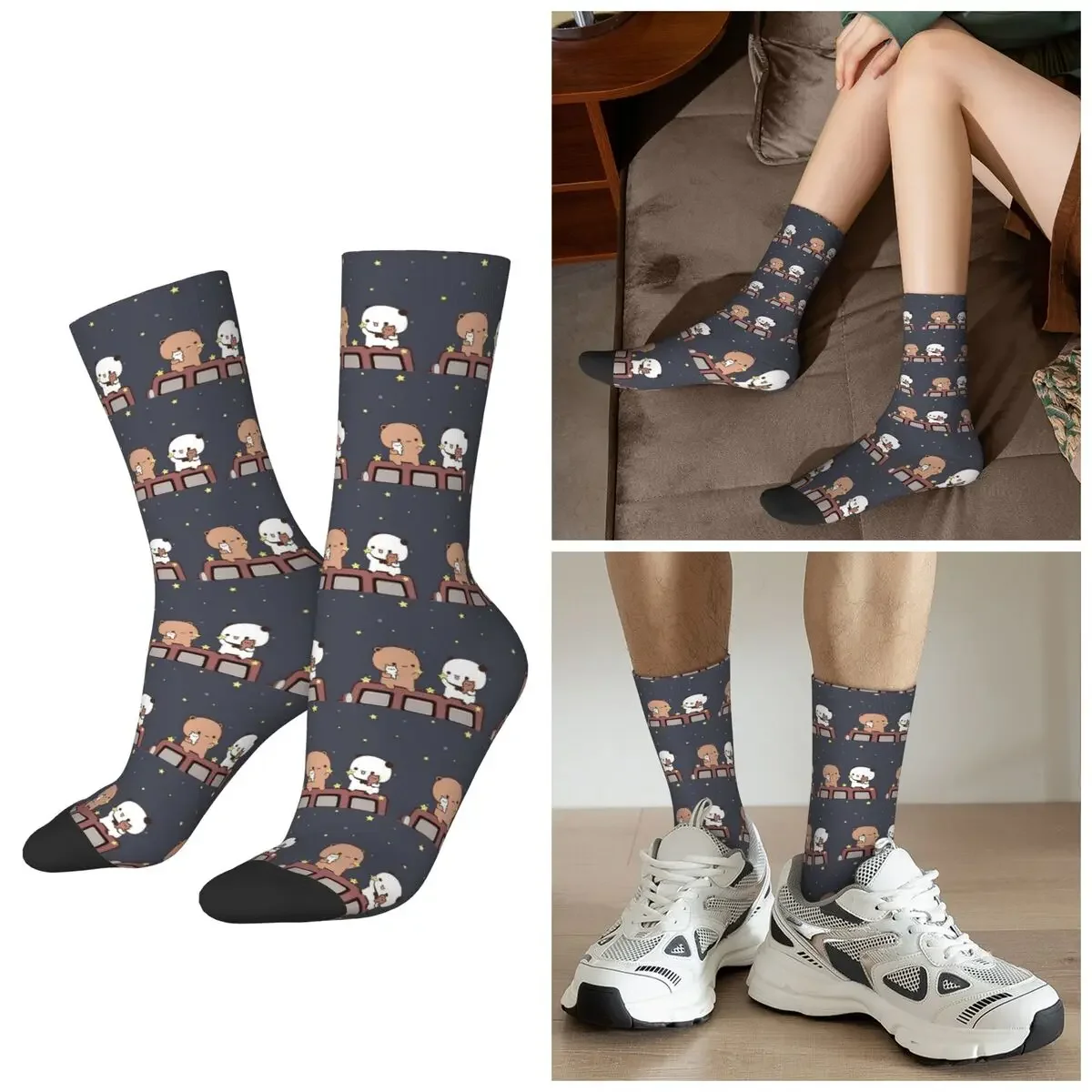 

All Seasons Bubu And Dudu Watching The Moon Togethe Socks Harajuku Crew Socks Sweat Absorbing Stockings Valentine's Day Gifts