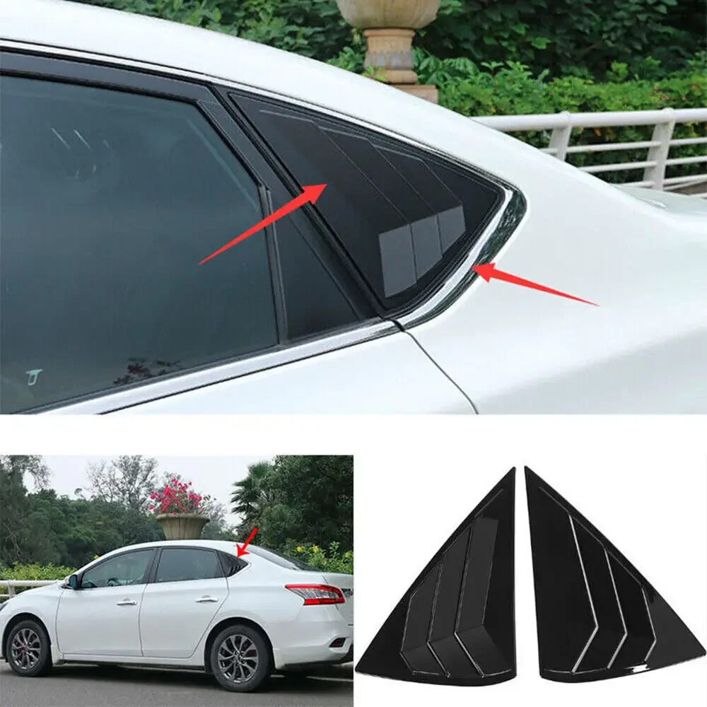 

Car Rear Window Quarter Louver Shutter Cover For Nissan Sentra Sedan 2013-2019 Side Vent Trim Sticker ABS Exterior Accessories