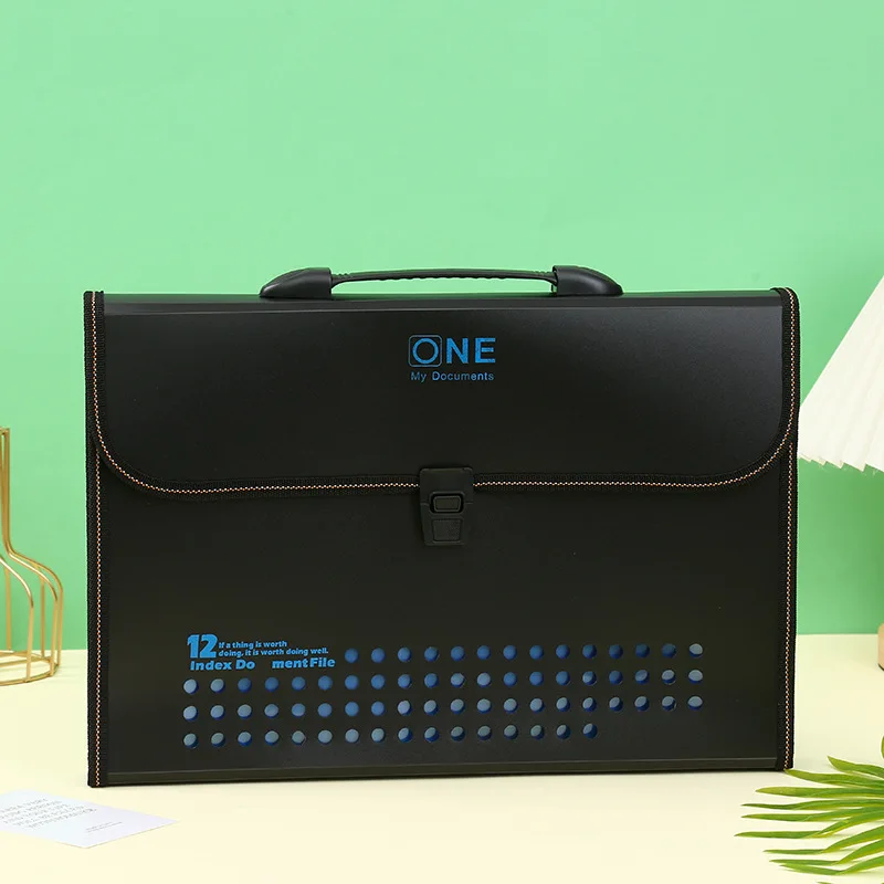 FC 12-Layer File Bag Portable Student Materials Test Papers Large Capacity Office Stationery Supplies Document Organize