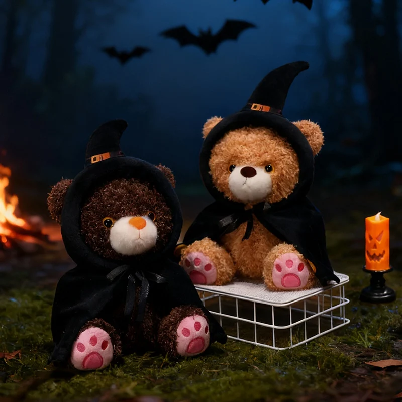 

Halloween Night Little Bear Plush Toys Soft Fluffy Cartoon Cloak Pumpkin Bear Doll Kawaii Festival Home Decor Children Gift