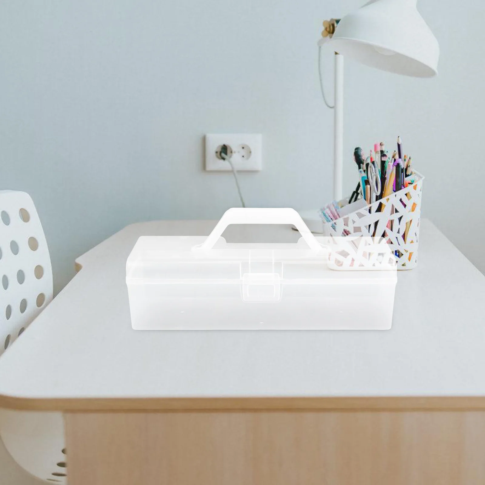 

Thickened Handle Clear Plastic Storage Box Transparent Tool Box Multi Purpose Organizer for Craft Sewing Tools Small Parts