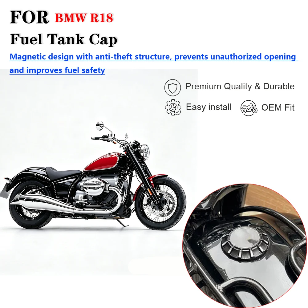 For BMW R18 Dreamer Classic Version Motorcycle Modified Fuel Tank Cap Magnetic Anti-Theft Gas Cap Replacement Accessories