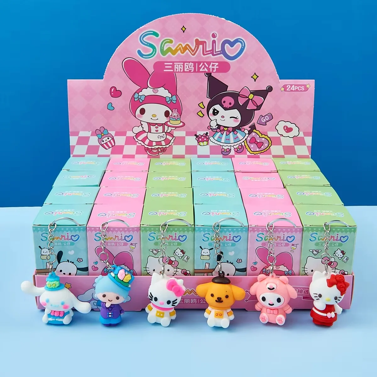 

24 шт. Sanrio Hellokity Мелодия кукла брелок мультфильм Подарочная коробка для детей ручной работы милый сюрприз женский подарок на день рождения