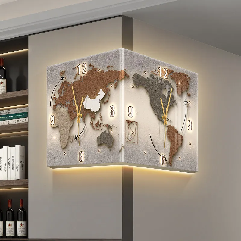 

Modern Double Sided Corner Wall Clock Living Room Decoration LED Clock Mural Lamp Restaurant Background Wall Digital Wall Clock