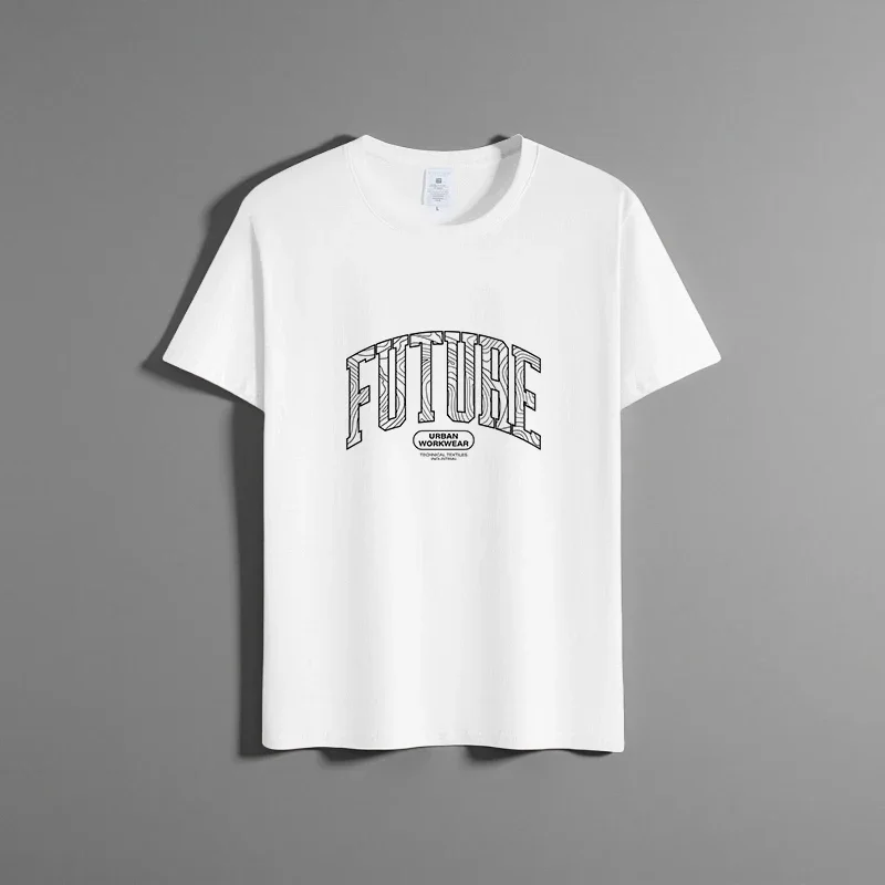 

Summer new unisex versatile pure cotton T-shirt fashionable casual round neck top breathable loose fit print short sleeved shirt