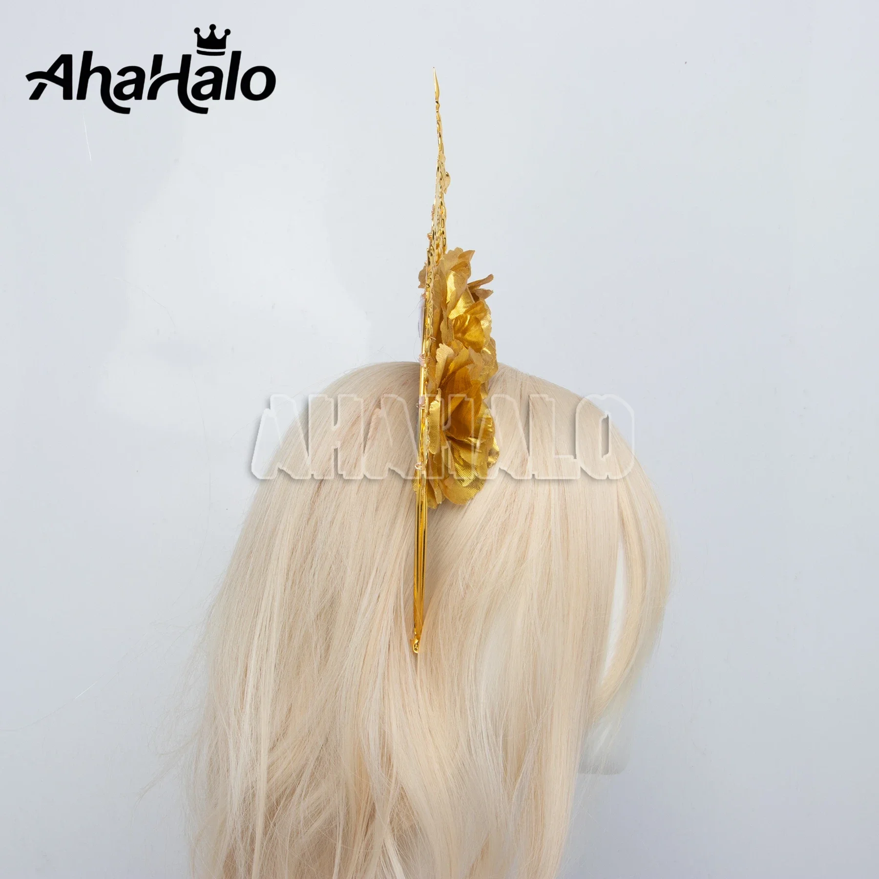 Gouden Roos Bloem Halo Kroon Mary Godin Festival Koningin Kroon Tiara Moederschap Fotoshoot Hoofddeksel Vrouwen Halloween Hoofdband