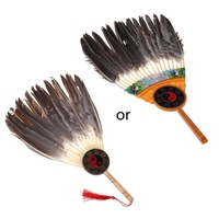 Ancient Chinese Zhuge Liang Black Feather Hand Fan Bamboo Fan Decoration Dance