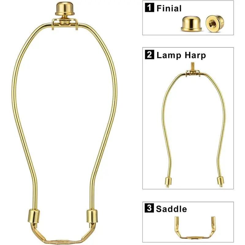 SYW-8 Inch Lamp Harp 2Pack Gold Detachable Shade Holder