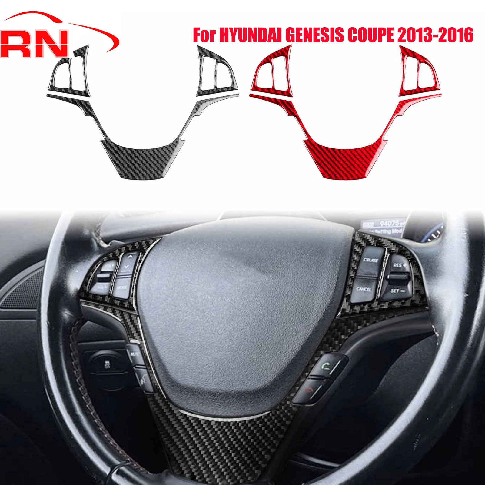 

For Hyundai Genesis Coupe 2013-2016 Modified Carbon Fiber Car Steering wheel bezel set Interior accessories Decorative stickers