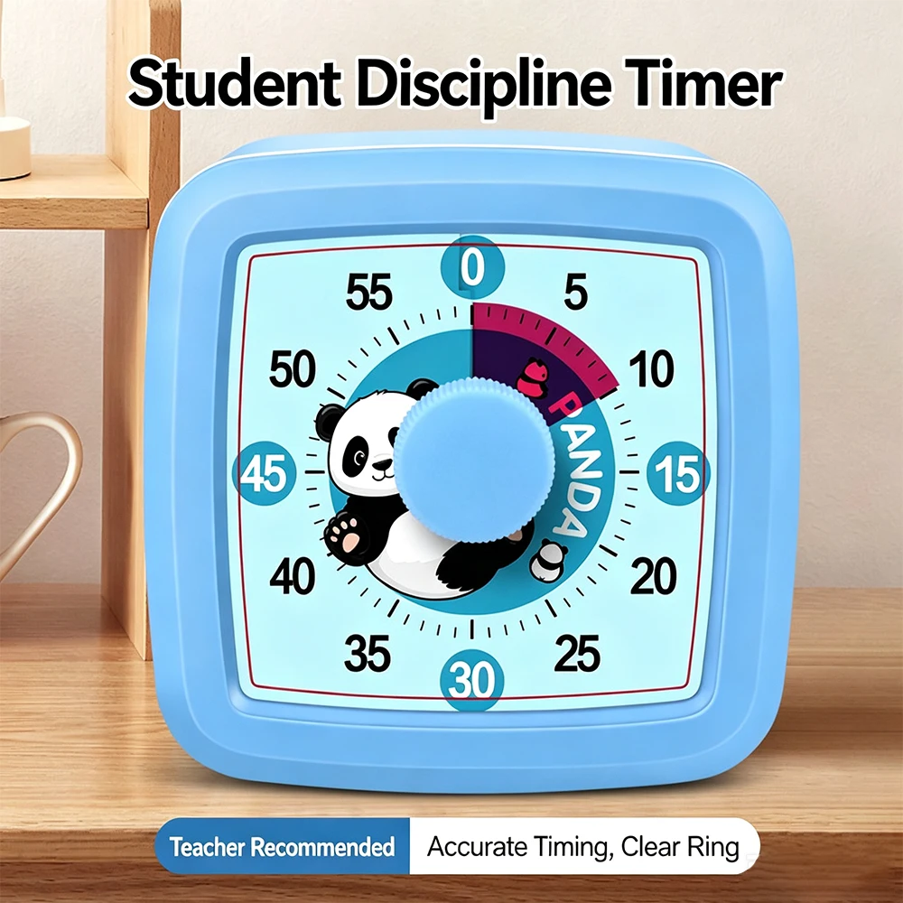 Cute Panda Visual Countdown Timer 60 Minute Non Ticking Time Management Timer for Kids Homework Classroom Cooking Exercise