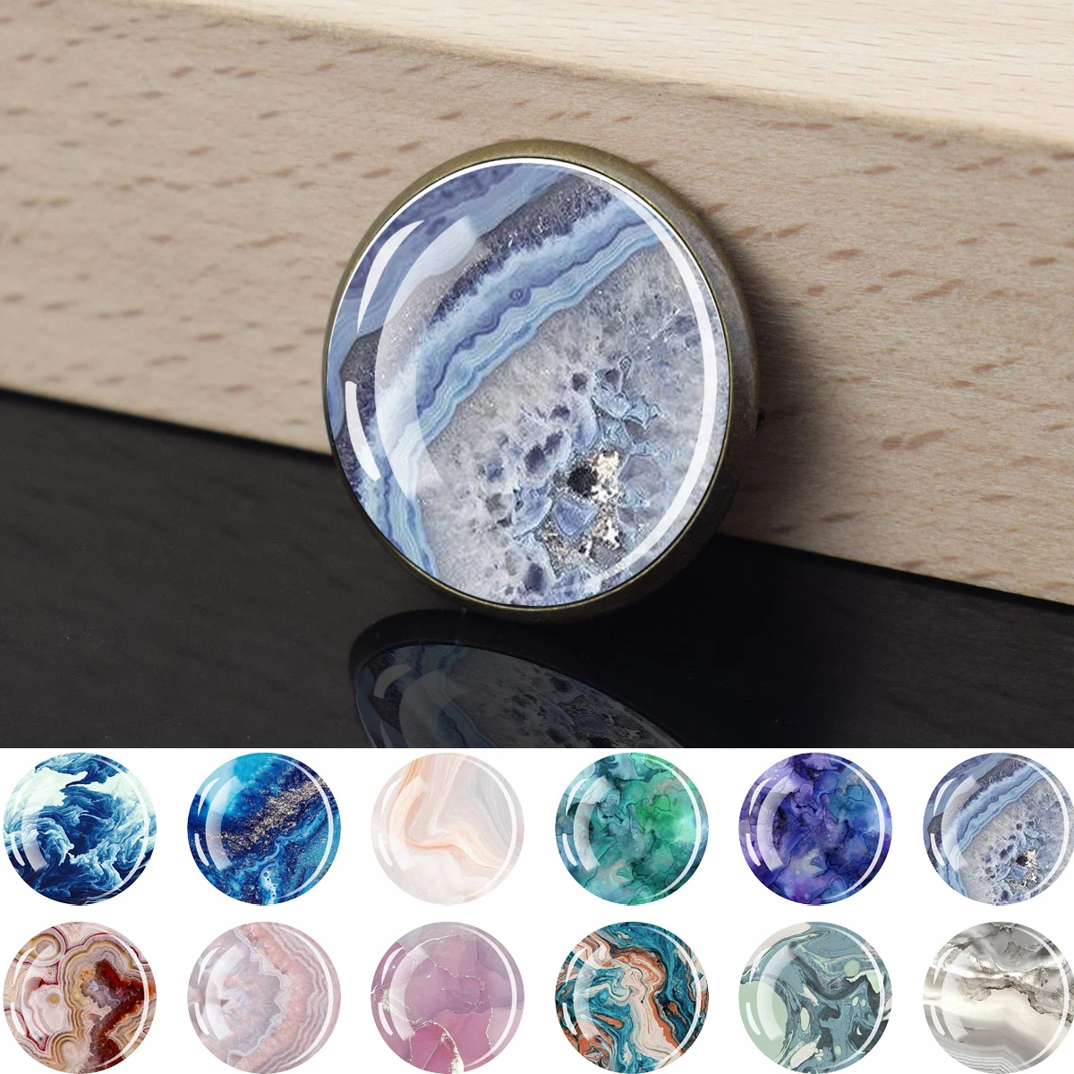 Marble Agate Texture Brooch Glass Dome Lapel Pin Fashion Accessory For Outfit Decoration Daily Wear Collectible Ornament Gift