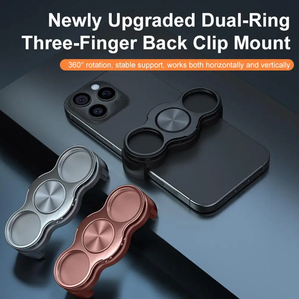 

Upgrade Triple Finger Ring Phone Holder Foldable Rotatable 360 Metal Detachable Stand Compatible Most Phones for Handheld Snap-o